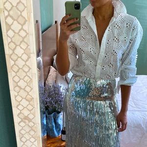 Zara, eyelet button down blouse